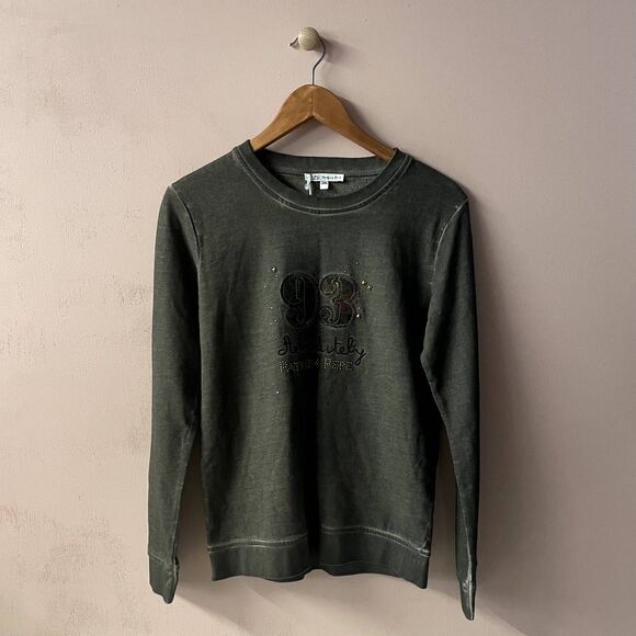 patrizia pepe Other - Patrizia Pepe Girls Sz 14 Dark Gray-Olive Green Embroidered/Studded Sweatshirt